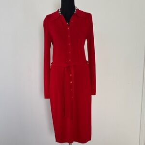 Kenneth Cole New York Red Long Sleeve Dress